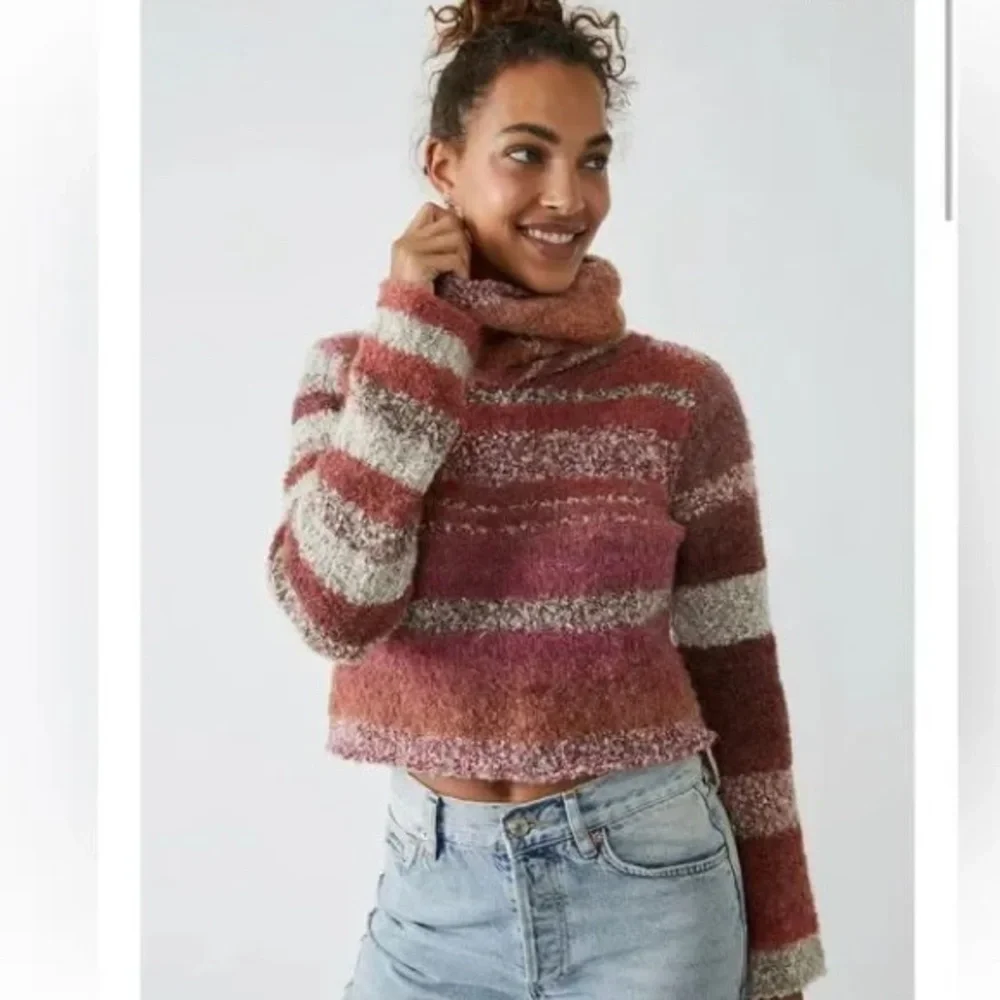 NWT Free People My Girl Turtleneck Sweater In Sunburst Combo Wool Blend